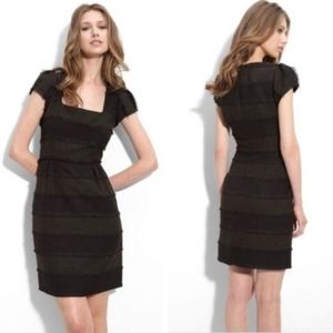 Nanette Lepore Fringe Brown Striped Tweed Dress Size 2